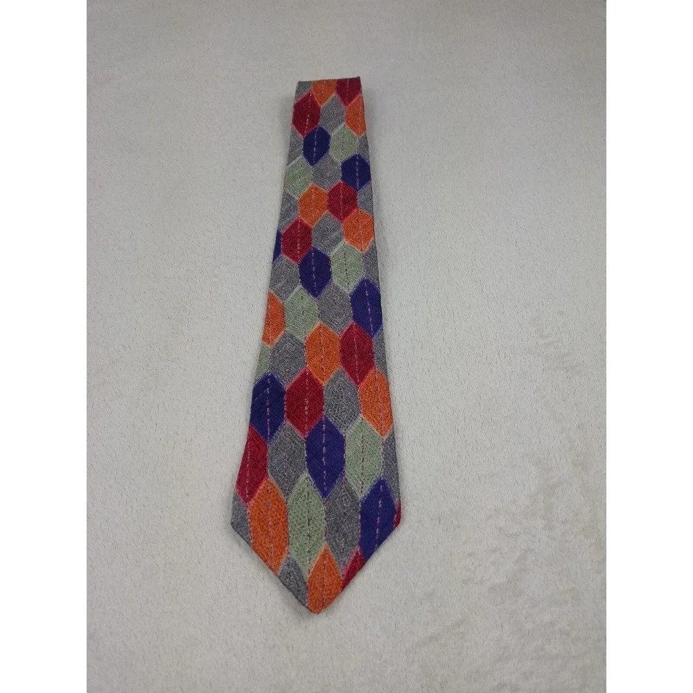 COOGI AUSTRALIA Men's 100% Silk Necktie USA‎ Designer Geometric Multi-Color EUC